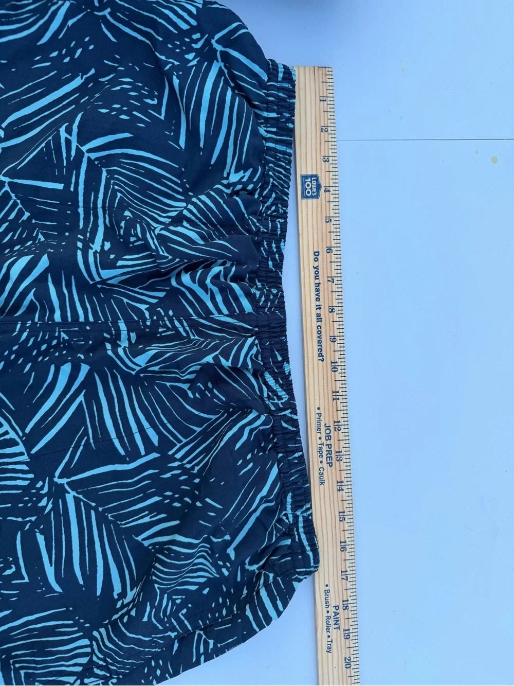 Patagonia Navy and Teal Leaf-Print Swim Shorts